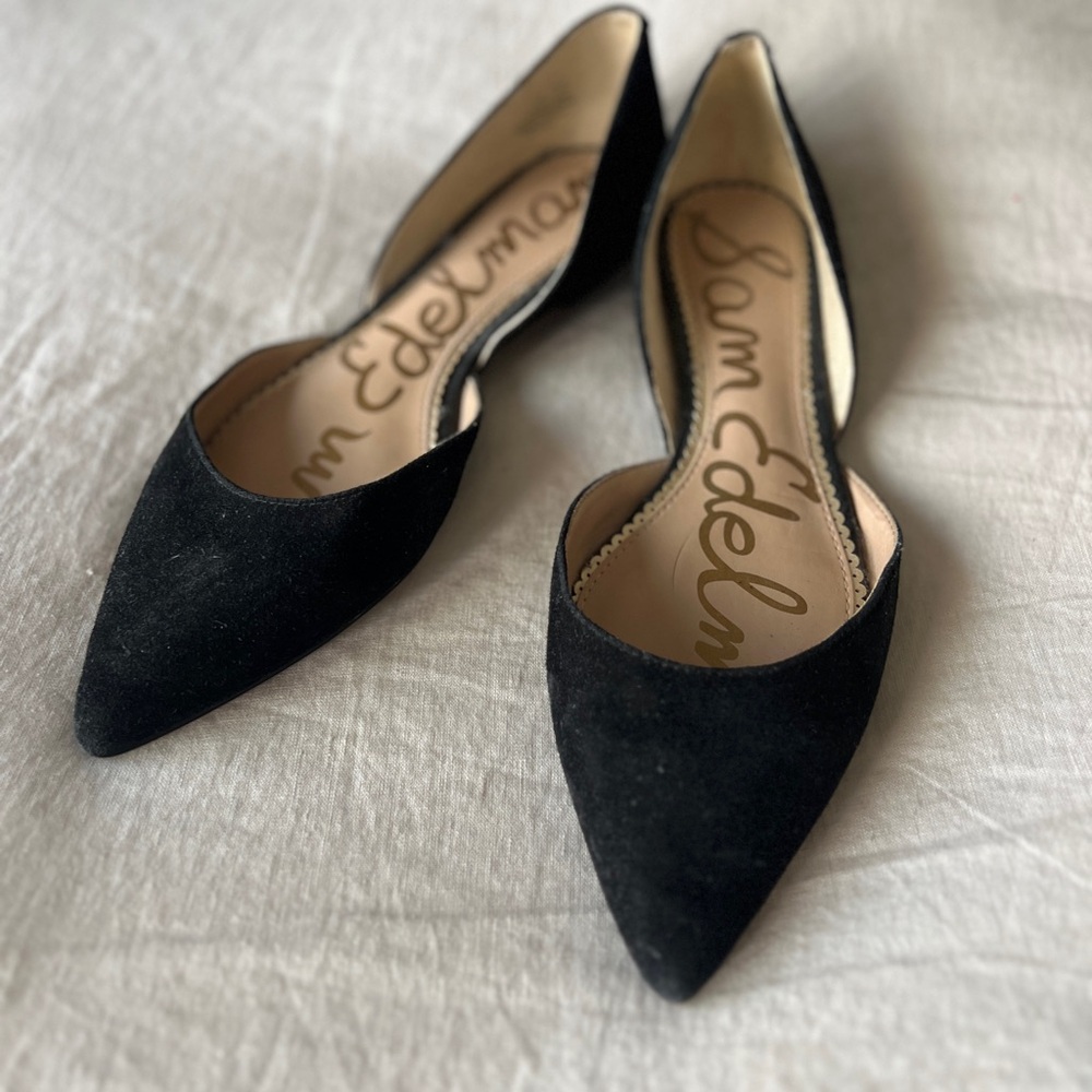 Sam Edelman Black Pointed-Toe D'Orsay Flats
